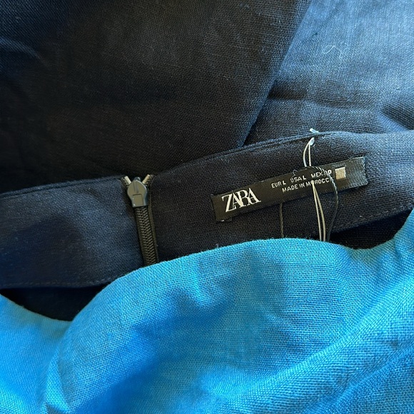 NWOT Zara Linen Blend Pencil Skirt Color Block Bloggers Fav  Large - Picture 6 of 9